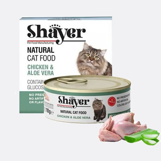 shayer-chicken-and-aloe-vera-2 کنسرو گربه پته مرغ و آلوئه ورا 110 گرم